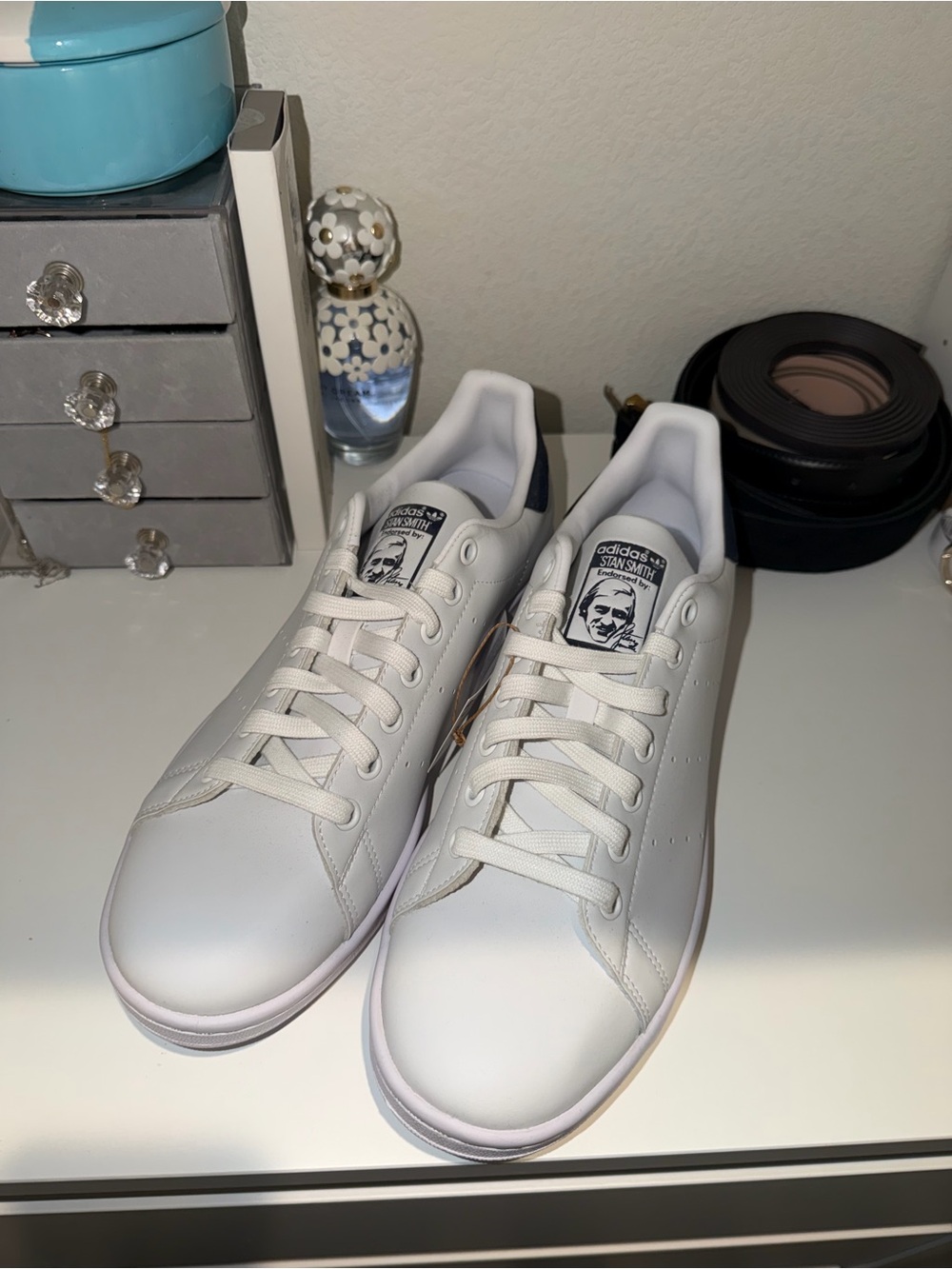 adidas Stan Smith White Low-Top Men's Sneakers with Navy Trim
